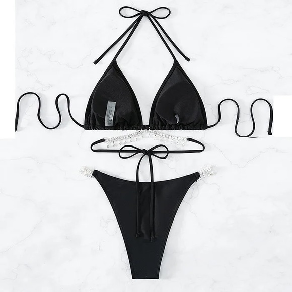 Black Rhinestone Bikini - Picture 4 of 6